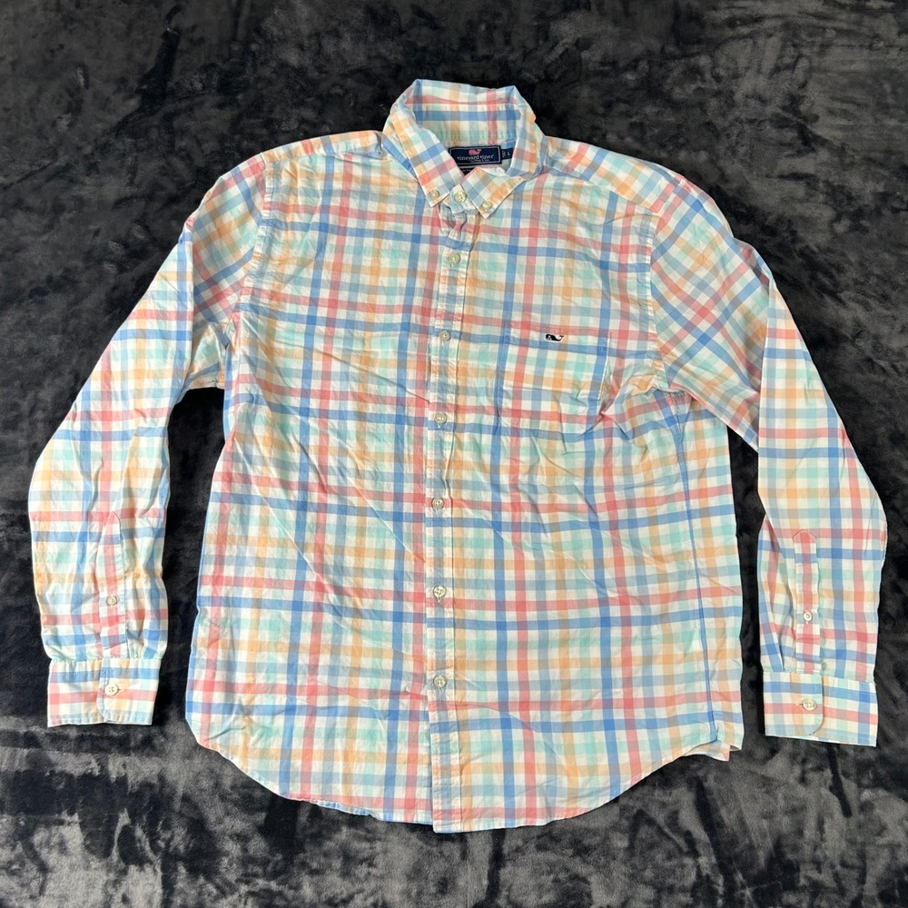 Vineyard Vines Tucker Shirt Mens Large Multicolor Slim‎ Fit Plaid Button Down